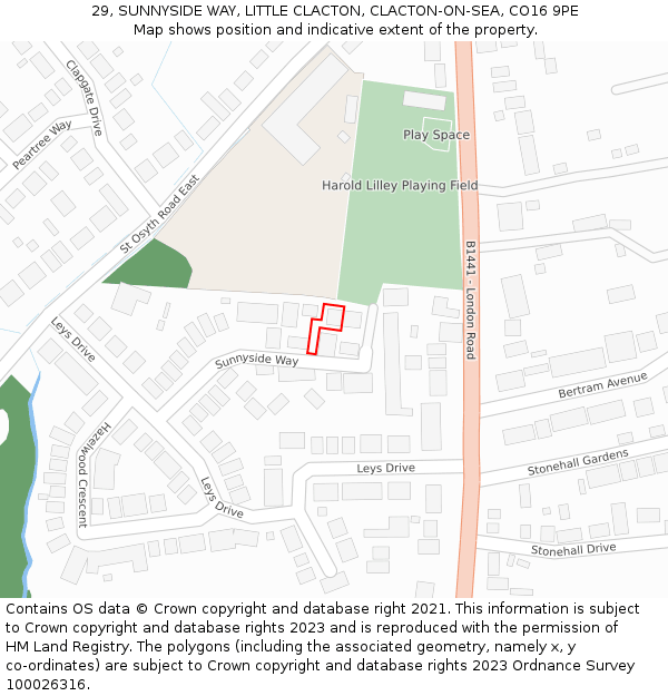 29, SUNNYSIDE WAY, LITTLE CLACTON, CLACTON-ON-SEA, CO16 9PE: Location map and indicative extent of plot