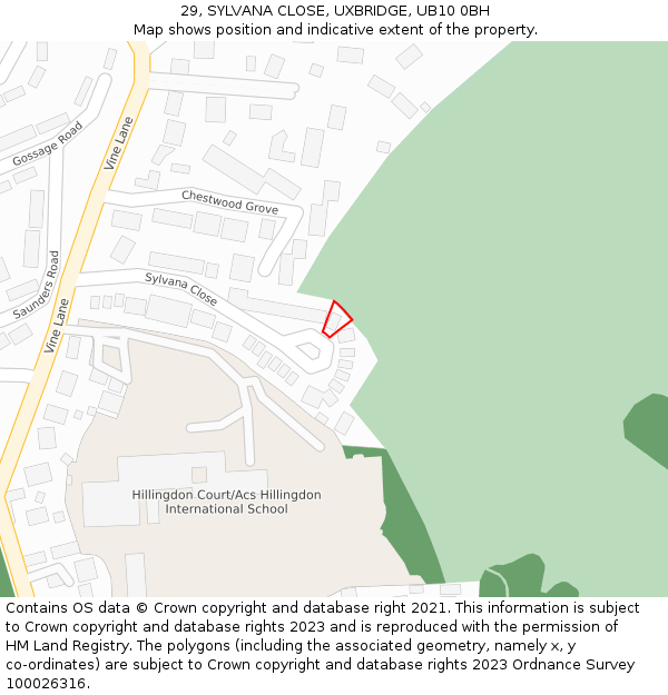 29, SYLVANA CLOSE, UXBRIDGE, UB10 0BH: Location map and indicative extent of plot