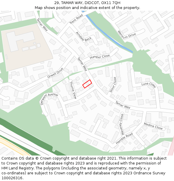 29, TAMAR WAY, DIDCOT, OX11 7QH: Location map and indicative extent of plot