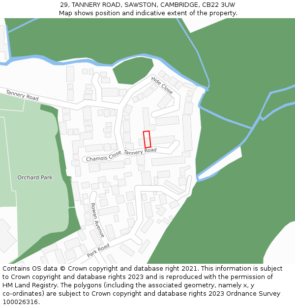 29, TANNERY ROAD, SAWSTON, CAMBRIDGE, CB22 3UW: Location map and indicative extent of plot