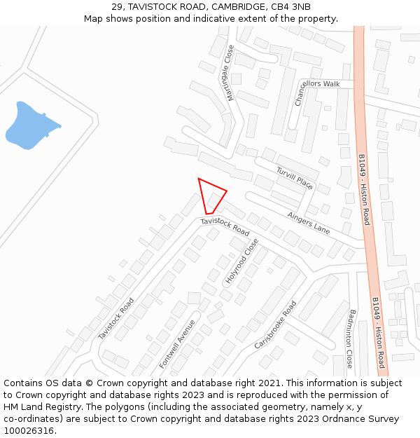 29, TAVISTOCK ROAD, CAMBRIDGE, CB4 3NB: Location map and indicative extent of plot