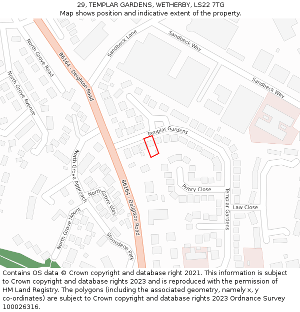 29, TEMPLAR GARDENS, WETHERBY, LS22 7TG: Location map and indicative extent of plot