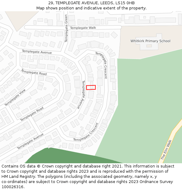 29, TEMPLEGATE AVENUE, LEEDS, LS15 0HB: Location map and indicative extent of plot