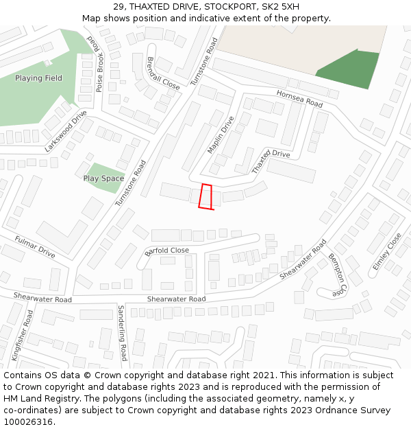 29, THAXTED DRIVE, STOCKPORT, SK2 5XH: Location map and indicative extent of plot