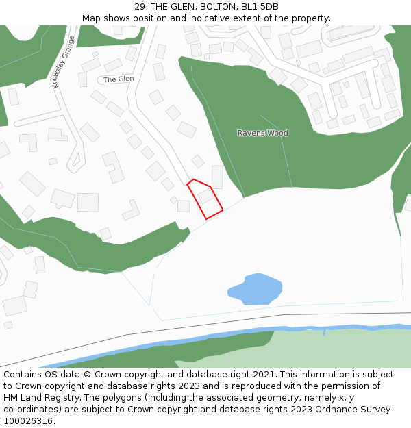 29, THE GLEN, BOLTON, BL1 5DB: Location map and indicative extent of plot