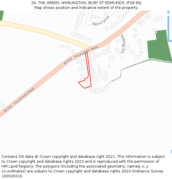 29, THE GREEN, WORLINGTON, BURY ST EDMUNDS, IP28 8SJ: Location map and indicative extent of plot