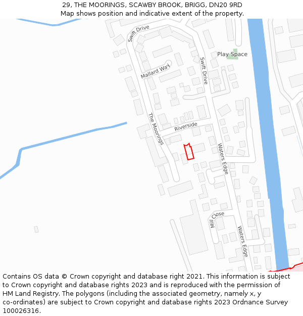 29, THE MOORINGS, SCAWBY BROOK, BRIGG, DN20 9RD: Location map and indicative extent of plot