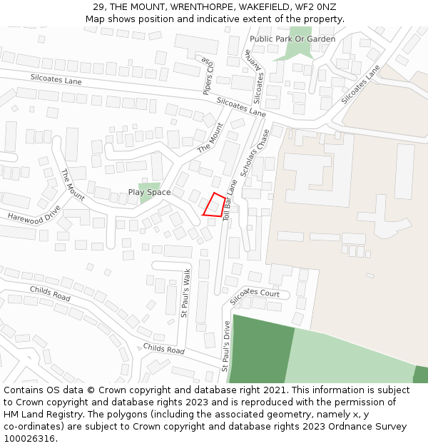 29, THE MOUNT, WRENTHORPE, WAKEFIELD, WF2 0NZ: Location map and indicative extent of plot