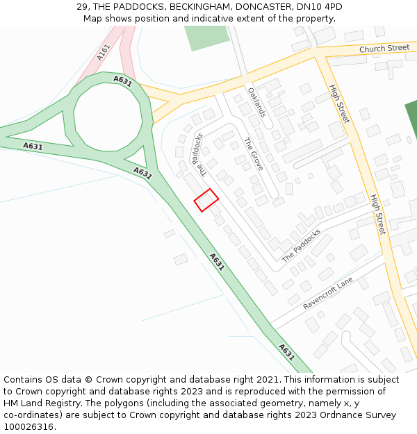 29, THE PADDOCKS, BECKINGHAM, DONCASTER, DN10 4PD: Location map and indicative extent of plot