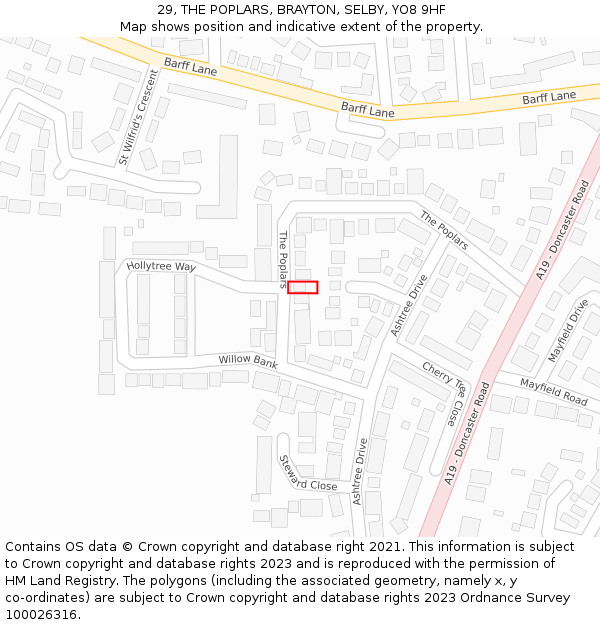 29, THE POPLARS, BRAYTON, SELBY, YO8 9HF: Location map and indicative extent of plot