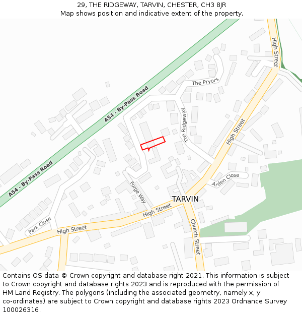 29, THE RIDGEWAY, TARVIN, CHESTER, CH3 8JR: Location map and indicative extent of plot