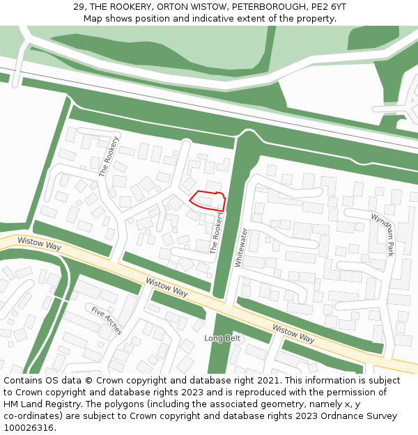 29, THE ROOKERY, ORTON WISTOW, PETERBOROUGH, PE2 6YT: Location map and indicative extent of plot