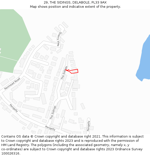 29, THE SIDINGS, DELABOLE, PL33 9AX: Location map and indicative extent of plot