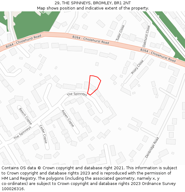 29, THE SPINNEYS, BROMLEY, BR1 2NT: Location map and indicative extent of plot