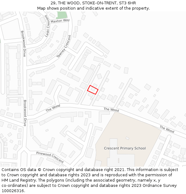 29, THE WOOD, STOKE-ON-TRENT, ST3 6HR: Location map and indicative extent of plot