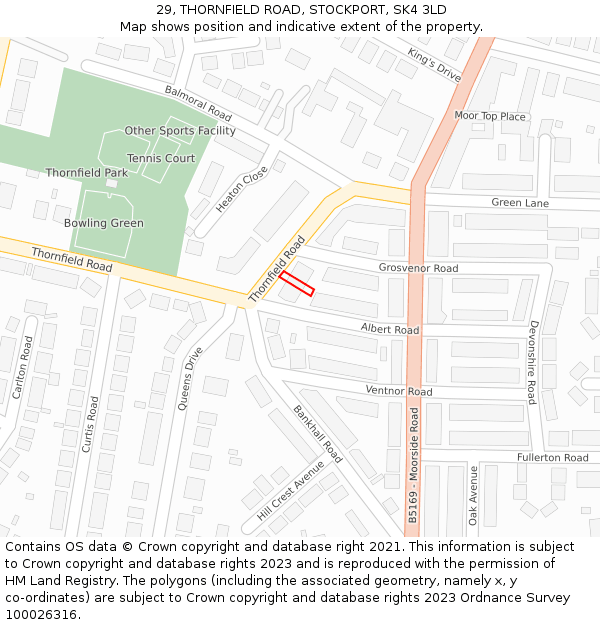 29, THORNFIELD ROAD, STOCKPORT, SK4 3LD: Location map and indicative extent of plot