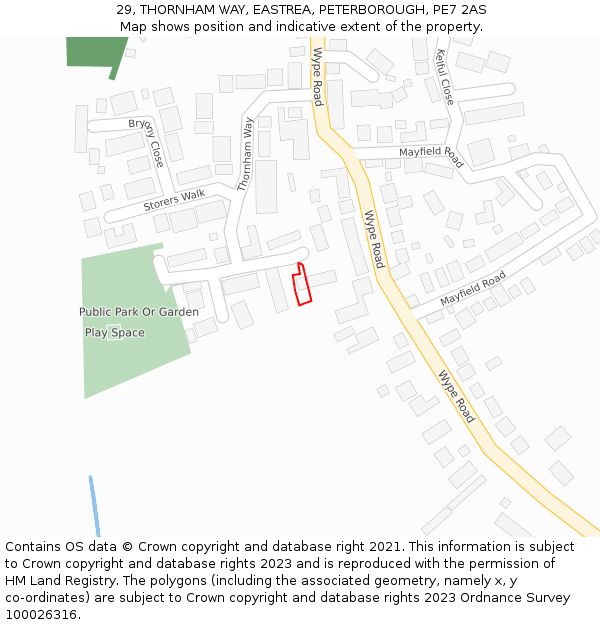 29, THORNHAM WAY, EASTREA, PETERBOROUGH, PE7 2AS: Location map and indicative extent of plot