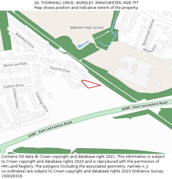 29, THORNHILL DRIVE, WORSLEY, MANCHESTER, M28 7FT: Location map and indicative extent of plot