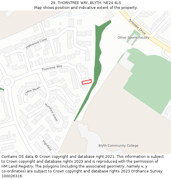 29, THORNTREE WAY, BLYTH, NE24 4LS: Location map and indicative extent of plot