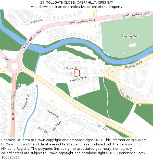 29, TOLLGATE CLOSE, CAERPHILLY, CF83 3AY: Location map and indicative extent of plot