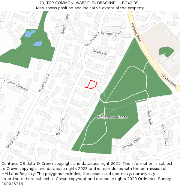 29, TOP COMMON, WARFIELD, BRACKNELL, RG42 3SH: Location map and indicative extent of plot