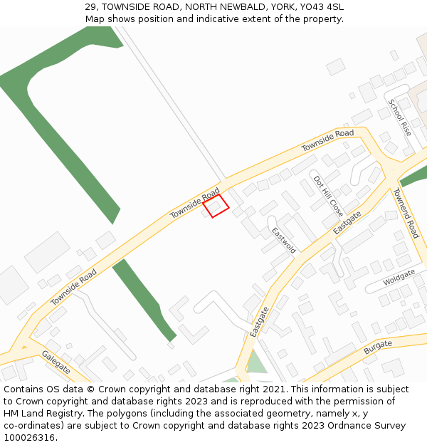 29, TOWNSIDE ROAD, NORTH NEWBALD, YORK, YO43 4SL: Location map and indicative extent of plot