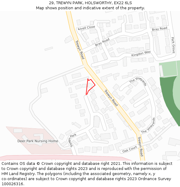 29, TREWYN PARK, HOLSWORTHY, EX22 6LS: Location map and indicative extent of plot