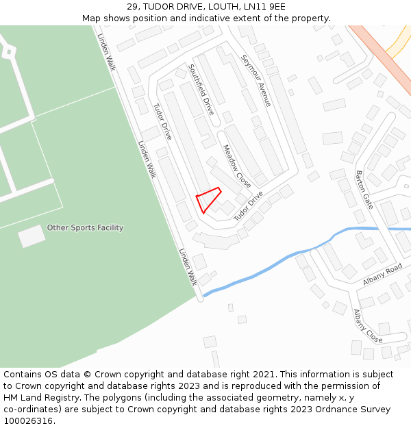 29, TUDOR DRIVE, LOUTH, LN11 9EE: Location map and indicative extent of plot