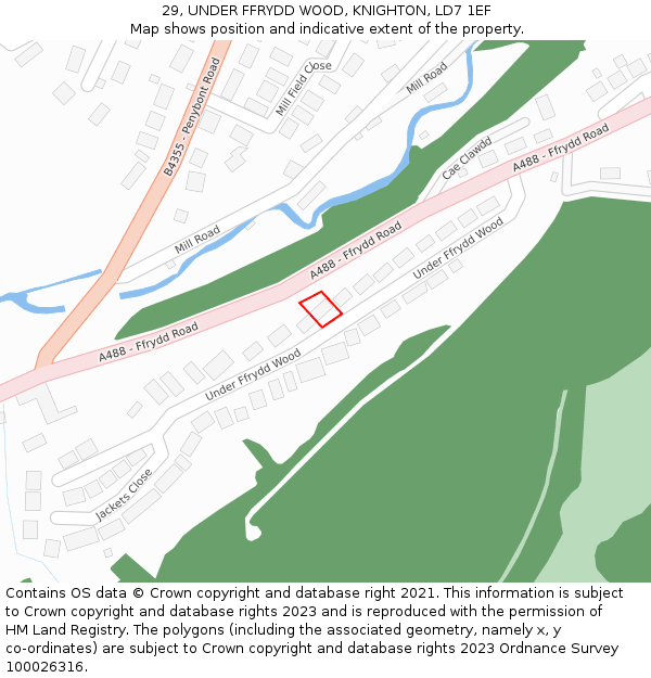 29, UNDER FFRYDD WOOD, KNIGHTON, LD7 1EF: Location map and indicative extent of plot