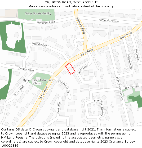 29, UPTON ROAD, RYDE, PO33 3HE: Location map and indicative extent of plot