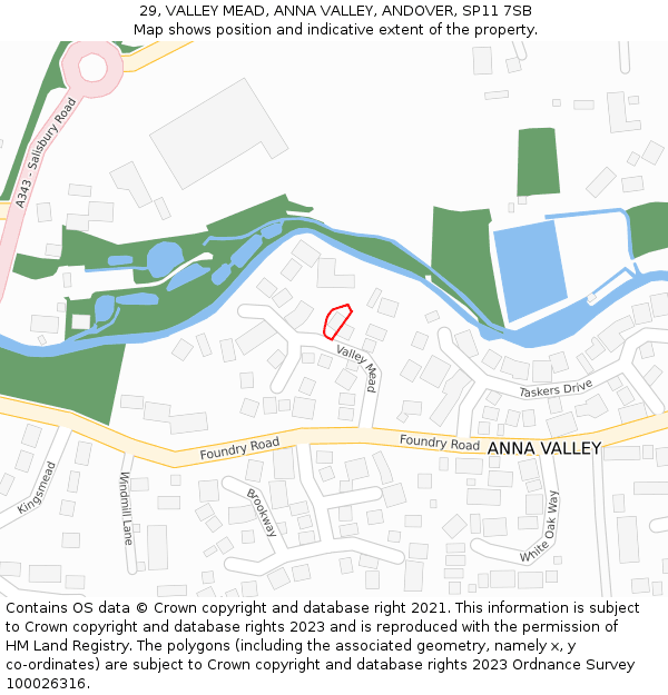 29, VALLEY MEAD, ANNA VALLEY, ANDOVER, SP11 7SB: Location map and indicative extent of plot