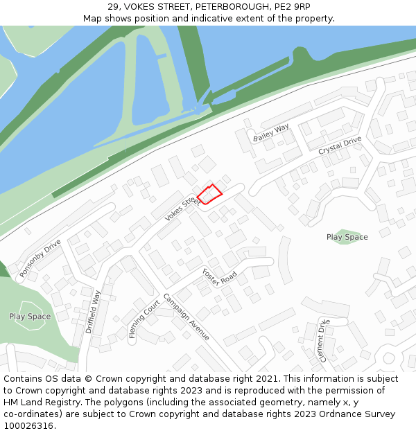 29, VOKES STREET, PETERBOROUGH, PE2 9RP: Location map and indicative extent of plot