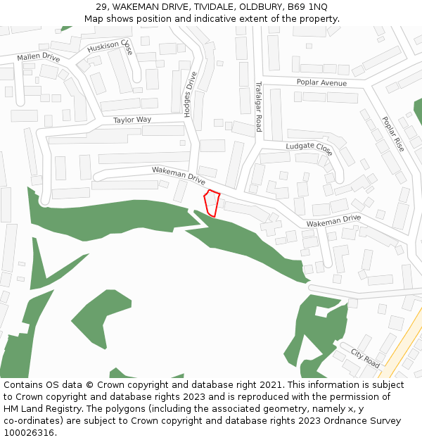 29, WAKEMAN DRIVE, TIVIDALE, OLDBURY, B69 1NQ: Location map and indicative extent of plot