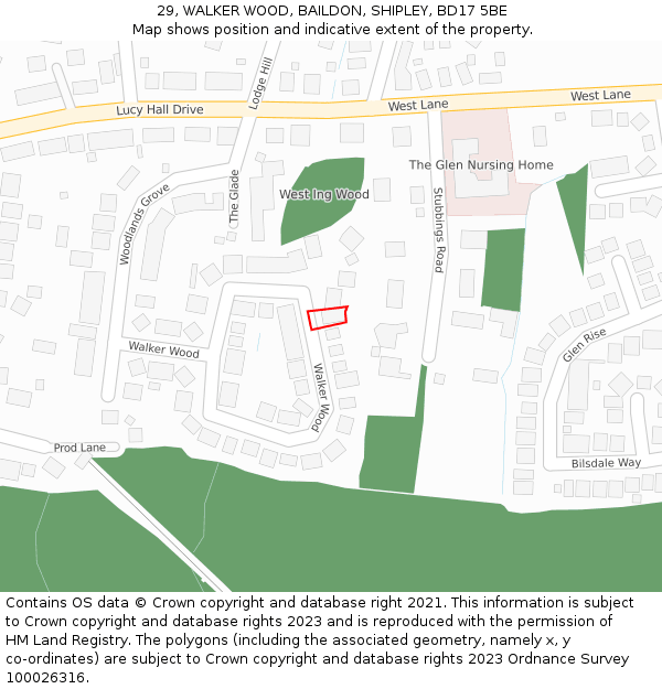 29, WALKER WOOD, BAILDON, SHIPLEY, BD17 5BE: Location map and indicative extent of plot