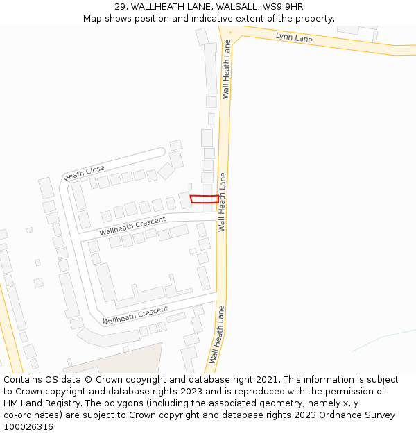 29, WALLHEATH LANE, WALSALL, WS9 9HR: Location map and indicative extent of plot