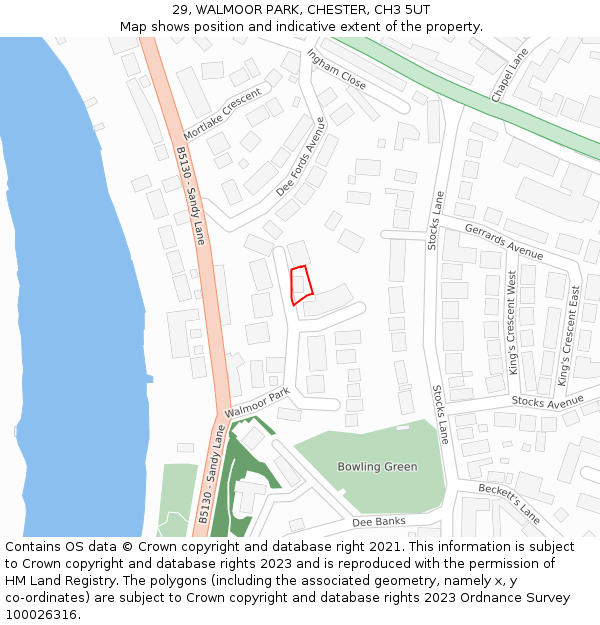 29, WALMOOR PARK, CHESTER, CH3 5UT: Location map and indicative extent of plot