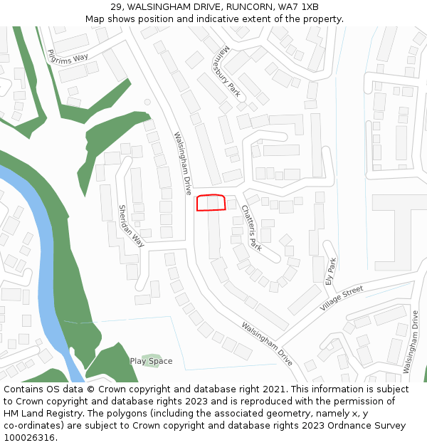 29, WALSINGHAM DRIVE, RUNCORN, WA7 1XB: Location map and indicative extent of plot