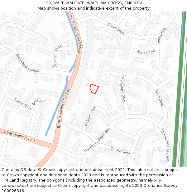 29, WALTHAM GATE, WALTHAM CROSS, EN8 0XN: Location map and indicative extent of plot