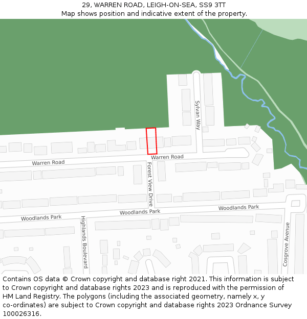 29, WARREN ROAD, LEIGH-ON-SEA, SS9 3TT: Location map and indicative extent of plot