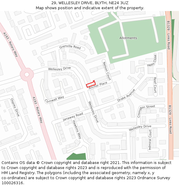 29, WELLESLEY DRIVE, BLYTH, NE24 3UZ: Location map and indicative extent of plot