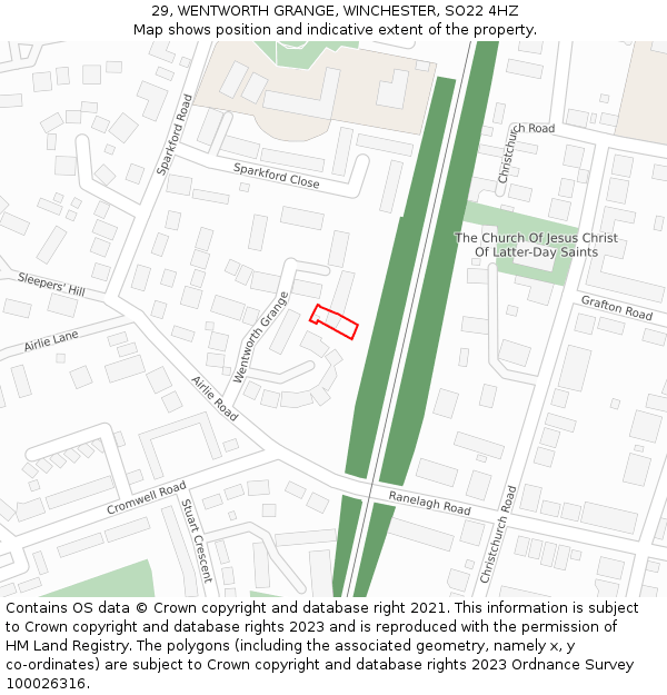 29, WENTWORTH GRANGE, WINCHESTER, SO22 4HZ: Location map and indicative extent of plot