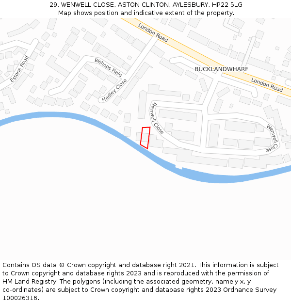 29, WENWELL CLOSE, ASTON CLINTON, AYLESBURY, HP22 5LG: Location map and indicative extent of plot