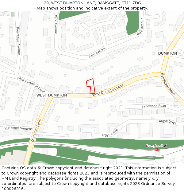 29, WEST DUMPTON LANE, RAMSGATE, CT11 7DG: Location map and indicative extent of plot