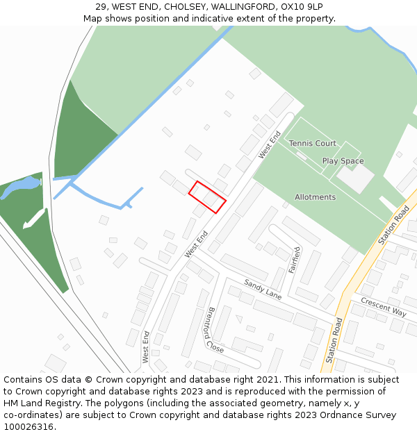 29, WEST END, CHOLSEY, WALLINGFORD, OX10 9LP: Location map and indicative extent of plot