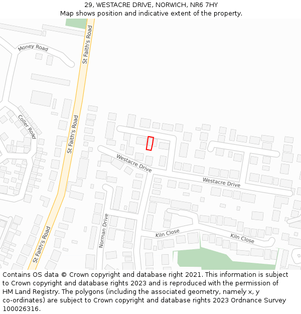 29, WESTACRE DRIVE, NORWICH, NR6 7HY: Location map and indicative extent of plot