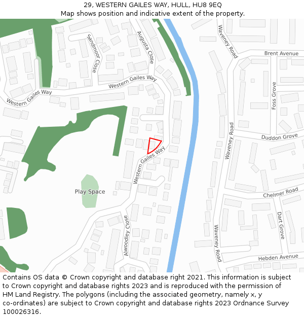 29, WESTERN GAILES WAY, HULL, HU8 9EQ: Location map and indicative extent of plot