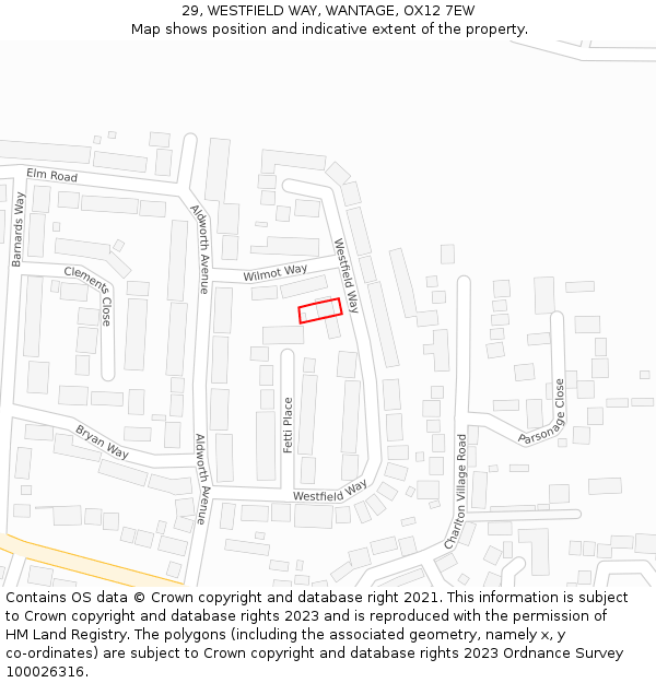 29, WESTFIELD WAY, WANTAGE, OX12 7EW: Location map and indicative extent of plot