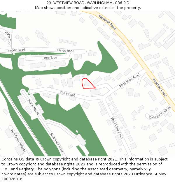 29, WESTVIEW ROAD, WARLINGHAM, CR6 9JD: Location map and indicative extent of plot