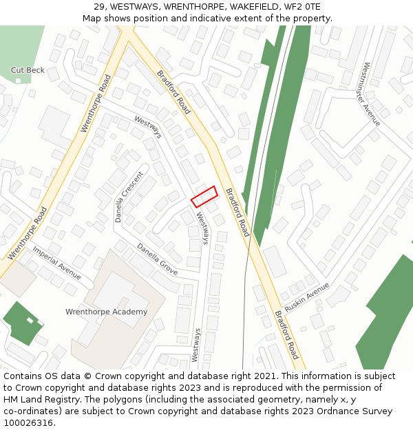 29, WESTWAYS, WRENTHORPE, WAKEFIELD, WF2 0TE: Location map and indicative extent of plot