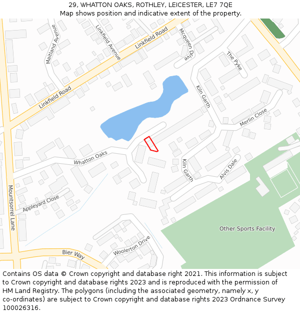 29, WHATTON OAKS, ROTHLEY, LEICESTER, LE7 7QE: Location map and indicative extent of plot